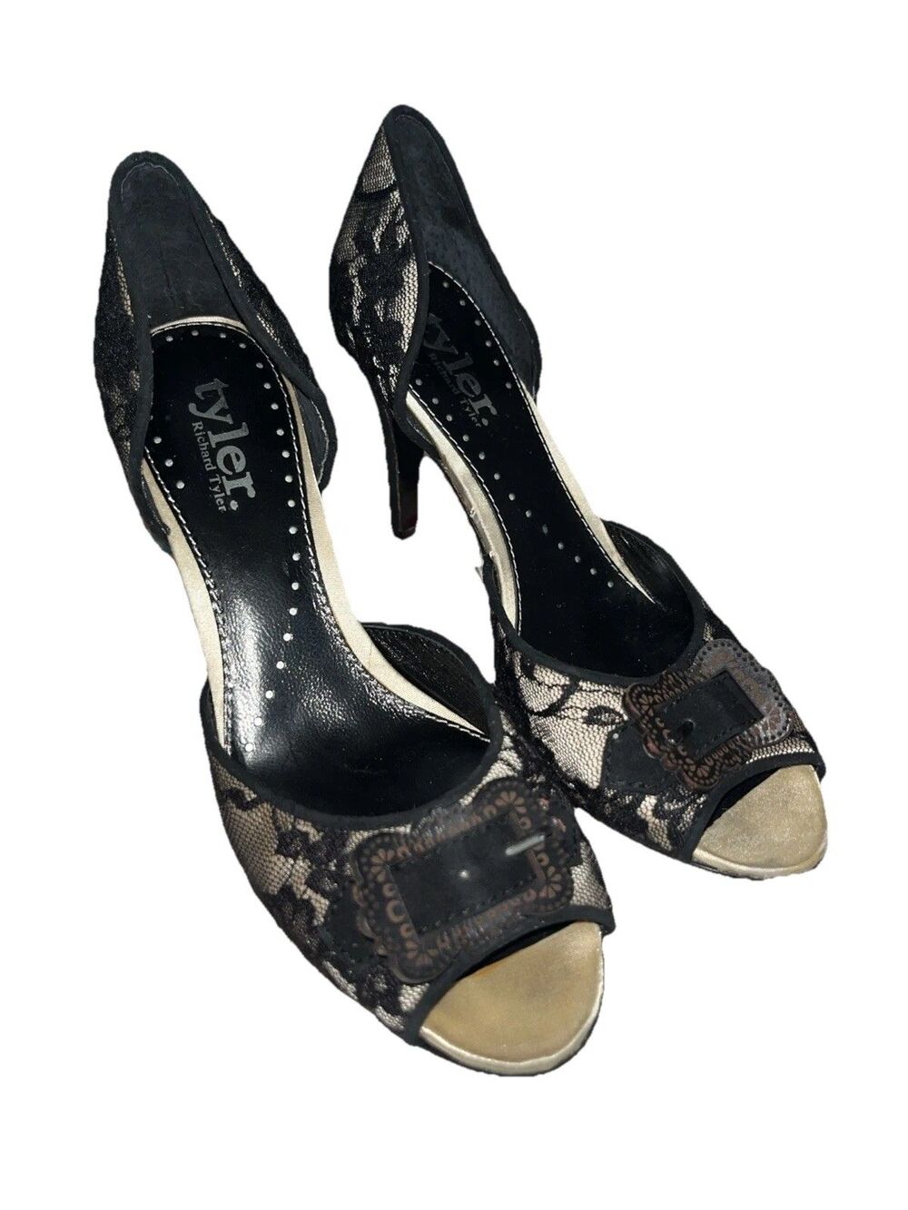 Tyler Richard Tyler Blues Black Nudes Pumps Size 6.5